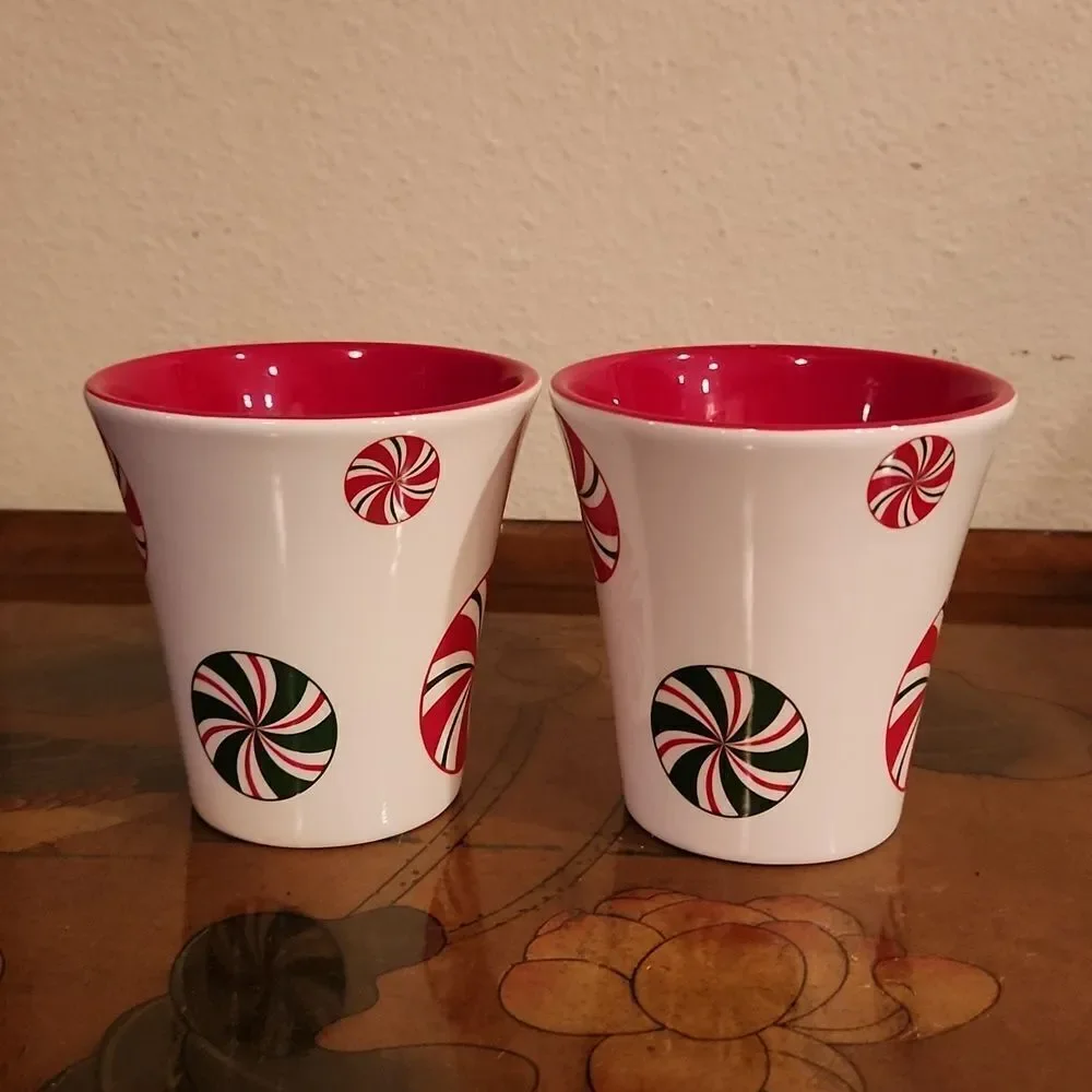 Pier 1 Imports Candy Cane Cup Mug 10oz. Set of 2